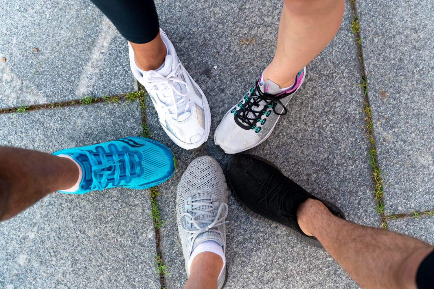 running shoes and no-show socks