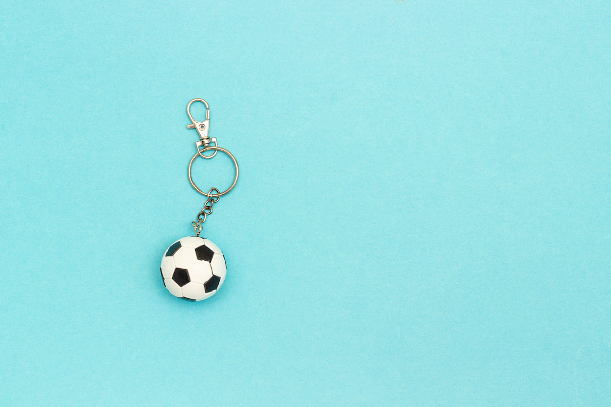 keychain with soccer football ball